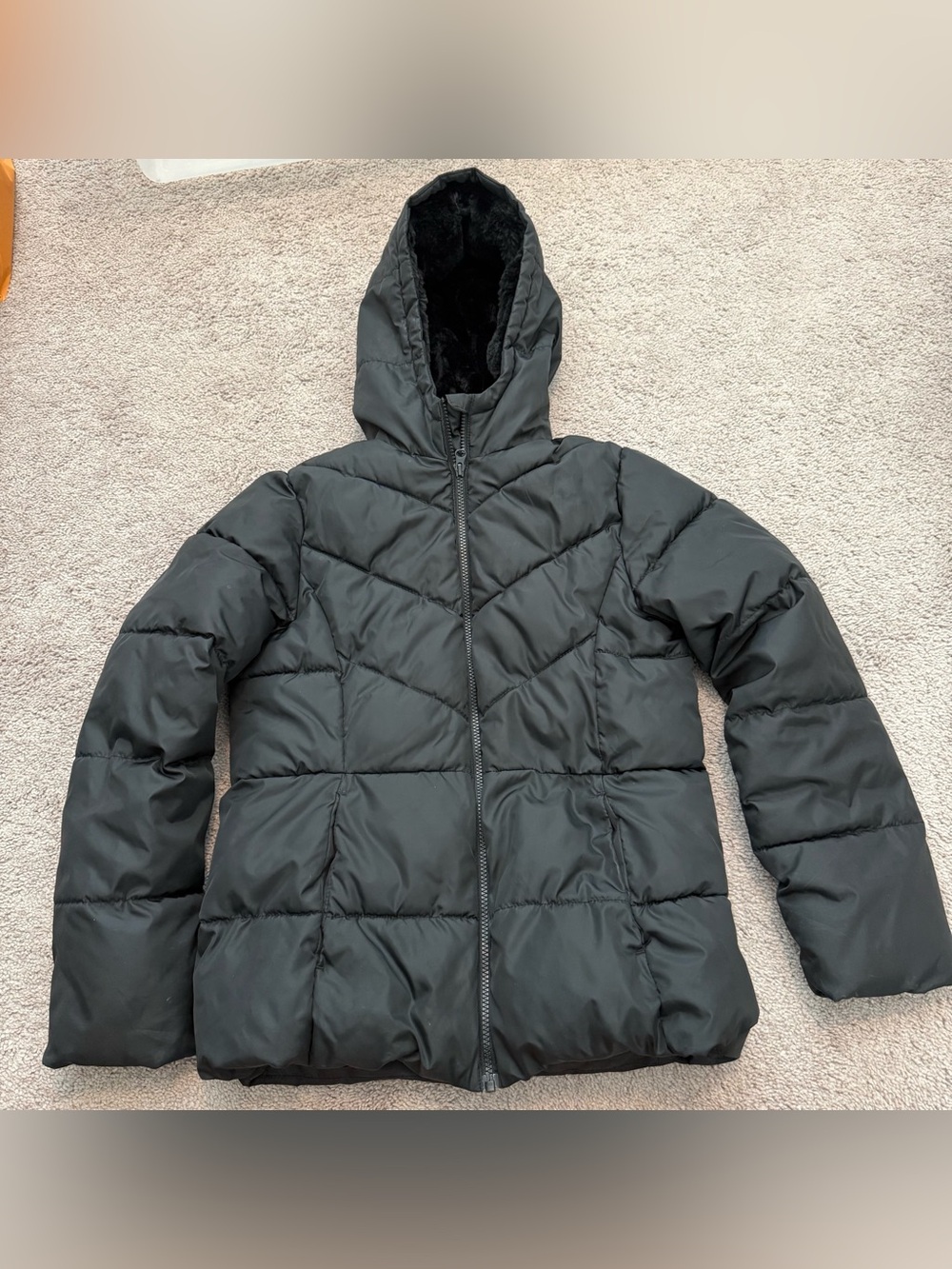 Kids Black Hooded Puffer Jacket - Insulated Coat